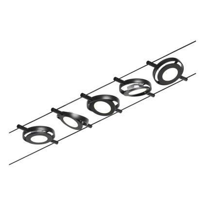 Paulmann 94418 - KIT 5xLED/4,5W Spotlight för system med snöre ROUNDMAC 230V svart