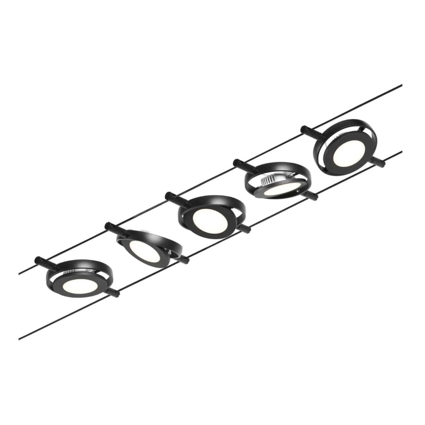 Paulmann 94418 - KIT 5xLED/4,5W Spotlight för system med snöre ROUNDMAC 230V svart