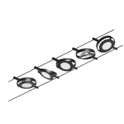 Paulmann 94418 - KIT 5xLED/4,5W Spotlight för system med snöre ROUNDMAC 230V svart
