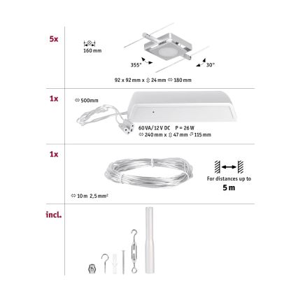 Paulmann 94420 - KIT 5xLED/4,5W Spotlight för skensystem MAC 230V matt krom