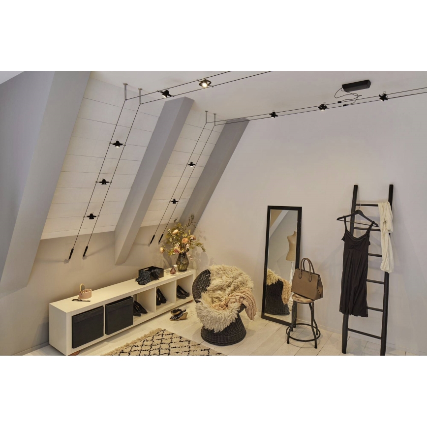 Paulmann 94434 - KIT 5xGU5,3/10W Spotlight för system med snöre MAC 230V svart