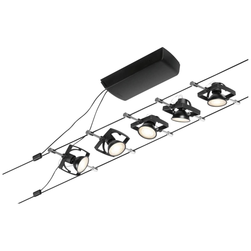 Paulmann 94434 - KIT 5xGU5,3/10W Spotlight för system med snöre MAC 230V svart