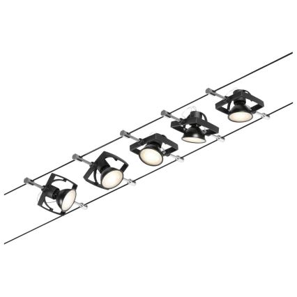 Paulmann 94434 - KIT 5xGU5,3/10W Spotlight för system med snöre MAC 230V svart