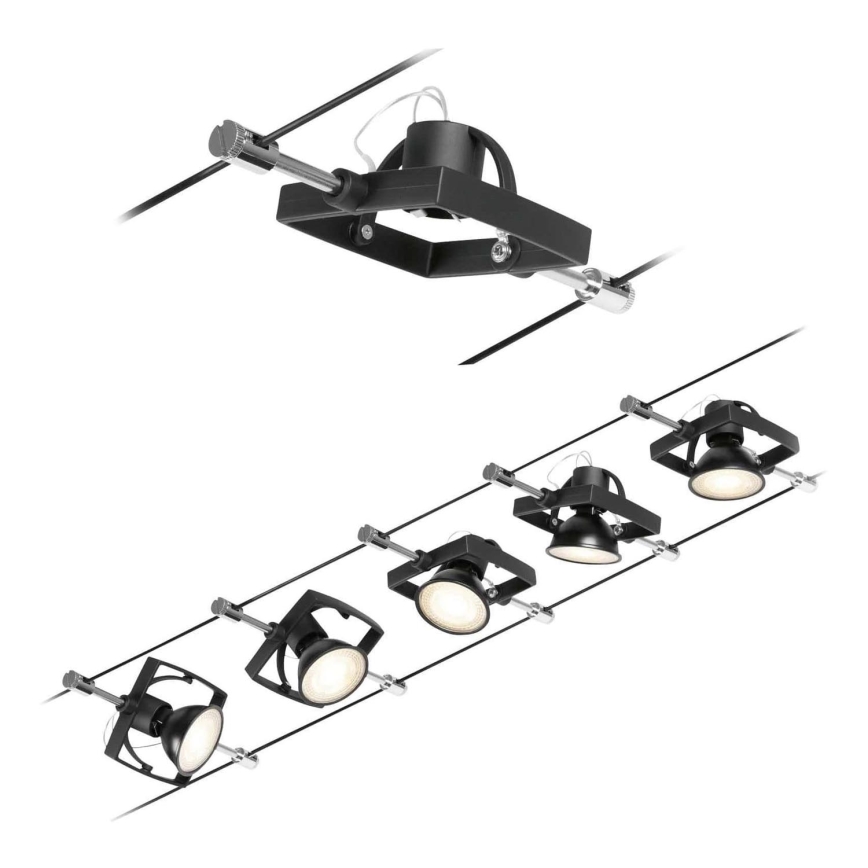 Paulmann 94434 - SET 5xGU5,3/10W Spotlights för kabelsystem MAC 230V svart