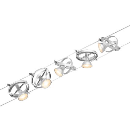 Paulmann 94436 - SET 5xGU5,3/10W Spotlights för kabelsystem CARDAN 230V matt krom