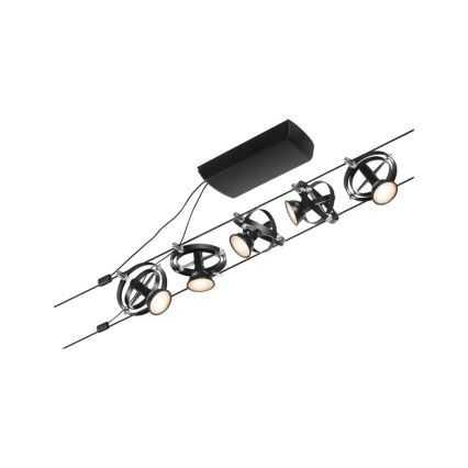 Paulmann 94440 - KIT 5xGU5,3/10W Spotlight för skensystem CARDAN 230V svart