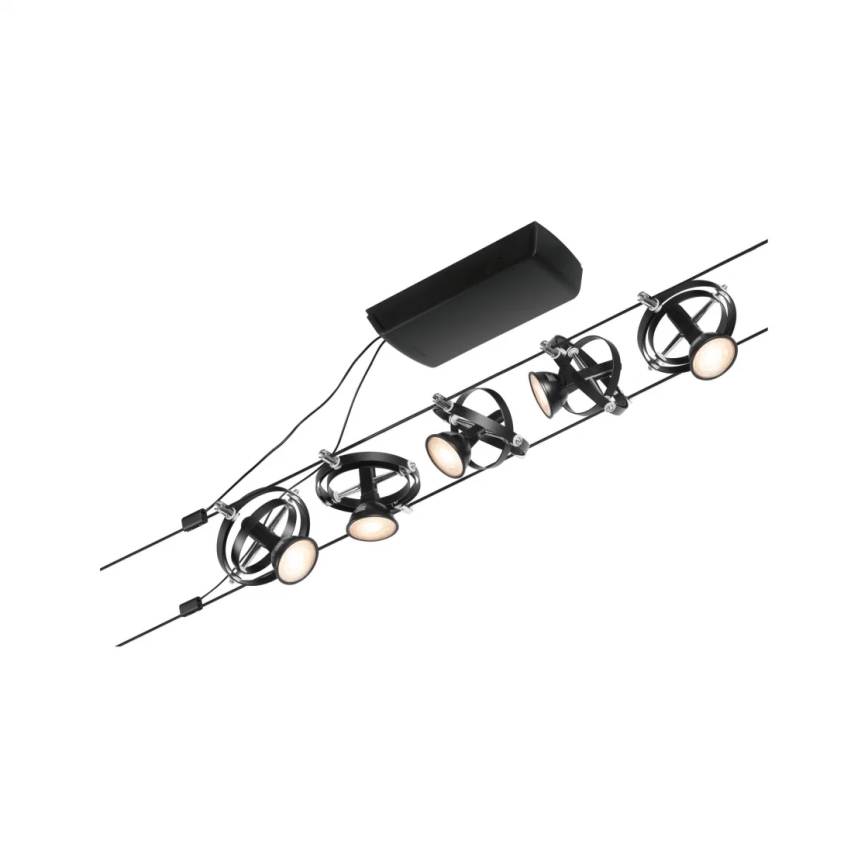 Paulmann 94440 - KIT 5xGU5,3/10W Spotlight för skensystem CARDAN 230V svart