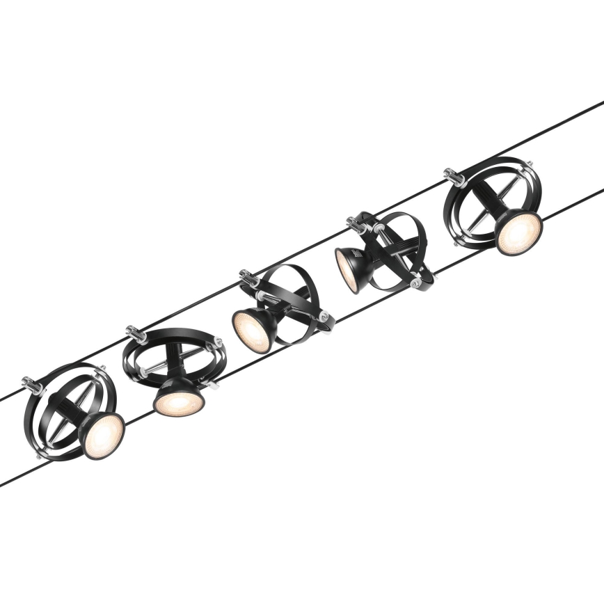Paulmann 94440 - KIT 5xGU5,3/10W Spotlight för skensystem CARDAN 230V svart