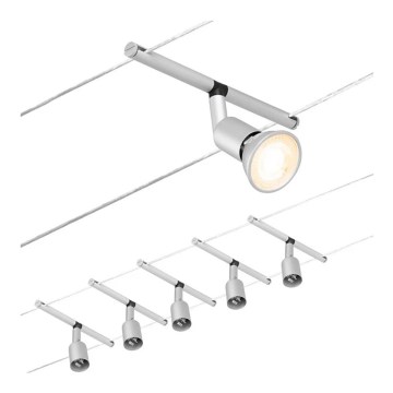 Paulmann 94442 - SET 5xGU5,3/10W Spotlights för trådsystem SALT 230V matt krom
