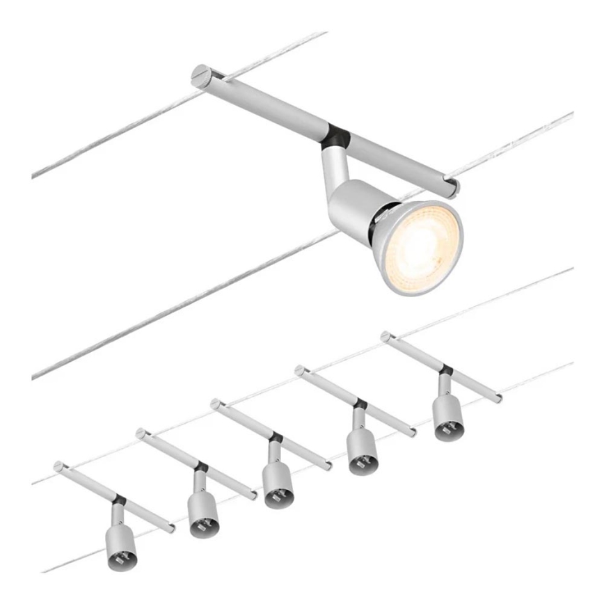 Paulmann 94442 - SET 5xGU5,3/10W Spotlights för trådsystem SALT 230V matt krom