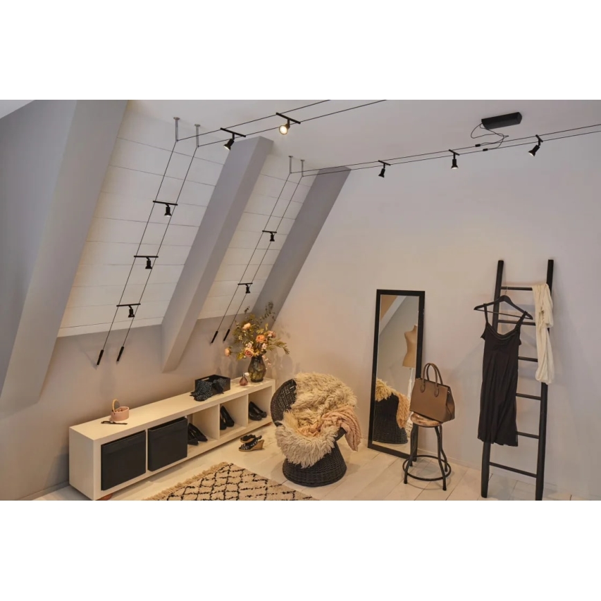 Paulmann 94446 - KIT 5xGU5,3/10W Spotlight för system med snöre SALT 230V svart