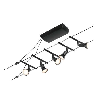 Paulmann 94446 - KIT 5xGU5,3/10W Spotlight för system med snöre SALT 230V svart