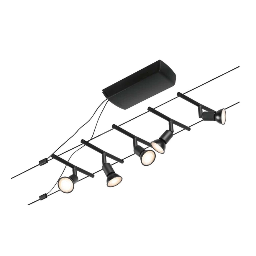 Paulmann 94446 - KIT 5xGU5,3/10W Spotlight för system med snöre SALT 230V svart