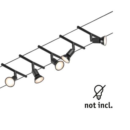 Paulmann 94446 - KIT 5xGU5,3/10W Spotlight för system med snöre SALT 230V svart