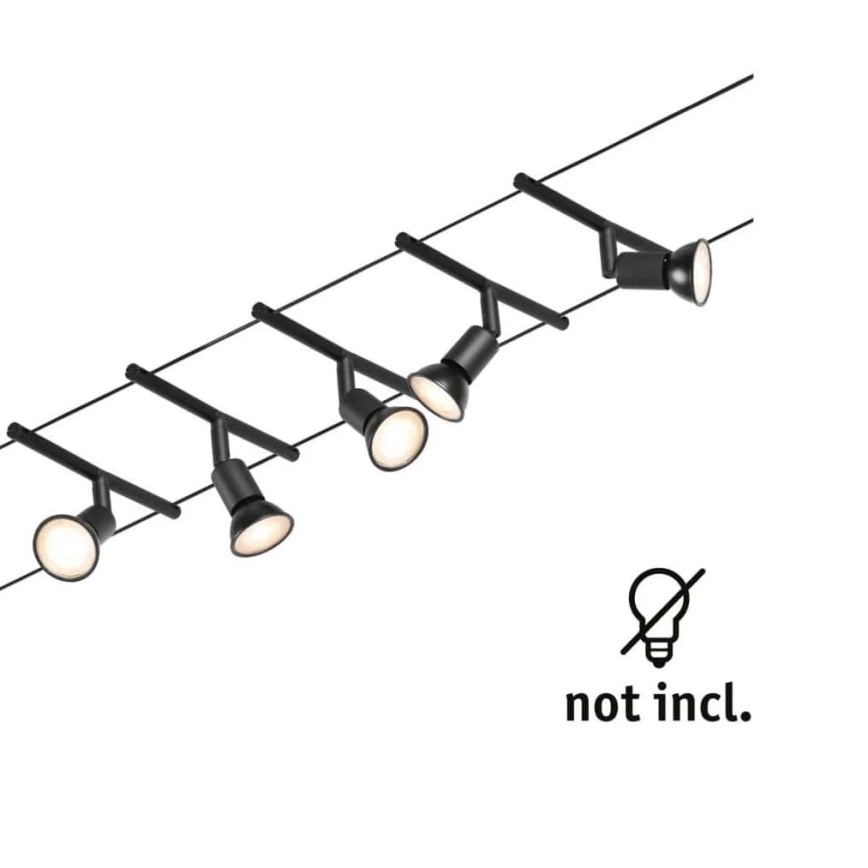 Paulmann 94446 - KIT 5xGU5,3/10W Spotlight för system med snöre SALT 230V svart