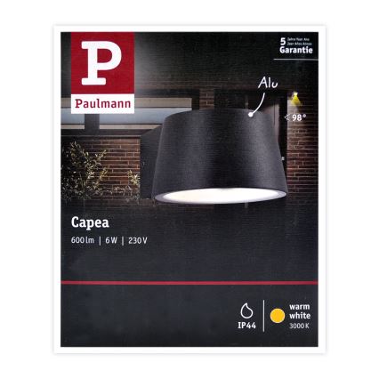 Paulmann 94452 - LED/6W IP44 Utomhus Väggbelysning CAPEA 230V