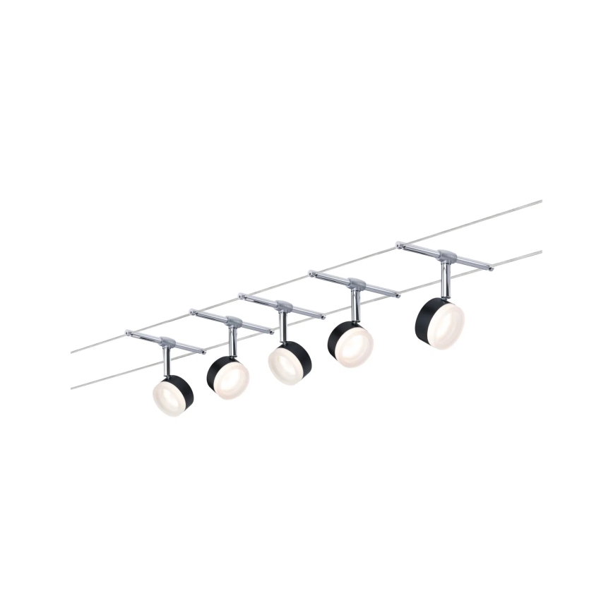Paulmann 94457 - Set med 5xLED/4W spotlights för vajersystemet CLEAR 230V, svart/blank krom