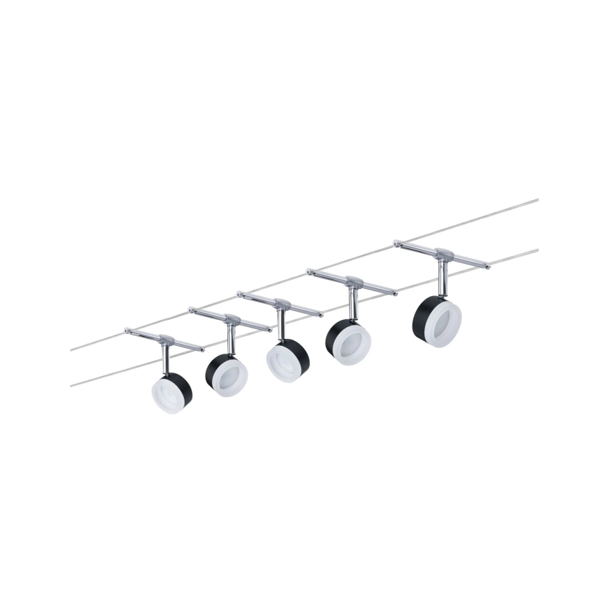 Paulmann 94457 - Set med 5xLED/4W spotlights för vajersystemet CLEAR 230V, svart/blank krom