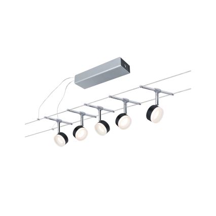 Paulmann 94457 - Set med 5xLED/4W spotlights för vajersystemet CLEAR 230V, svart/blank krom