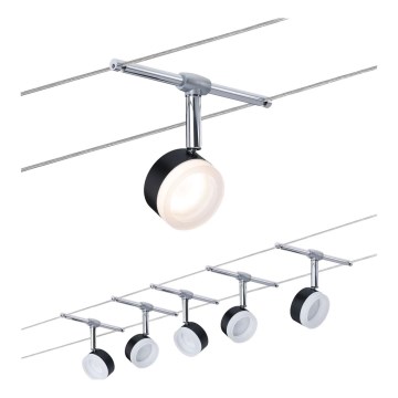 Paulmann 94457 - Set med 5xLED/4W spotlights för vajersystemet CLEAR 230V, svart/blank krom