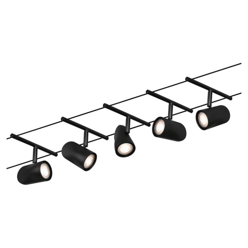 Paulmann 94469 - KIT 5xGU5,3/10W Spotlight för skensystem CUP 230V svart