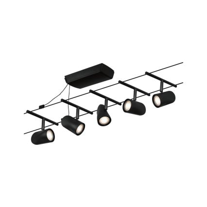 Paulmann 94469 - SET 5xGU5,3/10W Spotlights för trådsystem CUP 230V svart