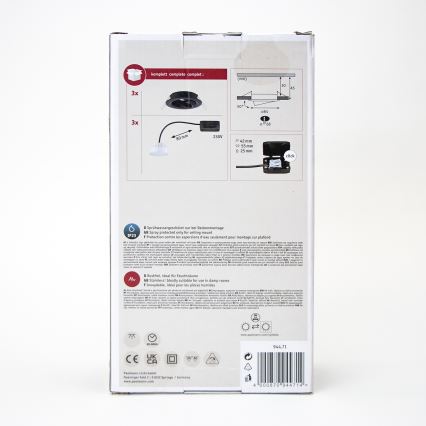 Paulmann 94471 - KIT 3xLED/6W IP23 Badrum infälld lampa NOVA 230V
