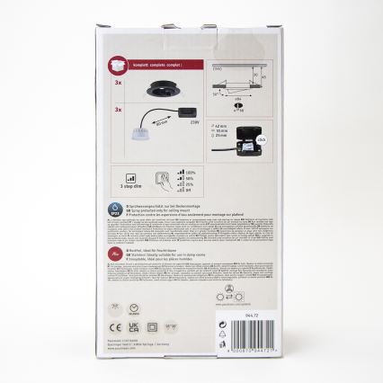 Paulmann 94472 - SET 3xLED/6W IP23 Dimbart badrumsinfällt takarmatur NOVA 230V
