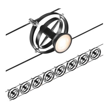 Paulmann 94494 - KIT 8xGU5,3/7,5W Spotlight för skensystem CARDAN 230V svart