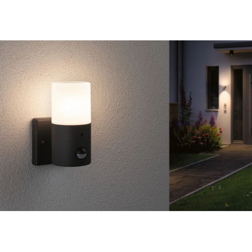 Paulmann 94648 - 1xE27/15W IP44 Utomhus vägglampa med sensor TUBS 230V