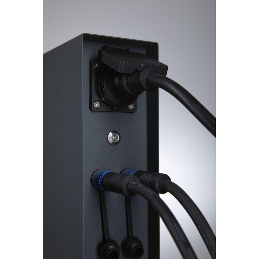 Paulmann 94701 -Kolumn med eluttag för utomhusbruk med skymningssensor RIO 2Z SCHUKO 230V IP44