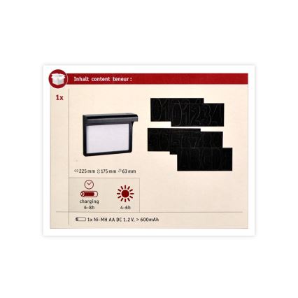 Paulmann 95388 - LED/0,05W IP44 Sollampa Husnummer med sensor DAYTON 4,8V