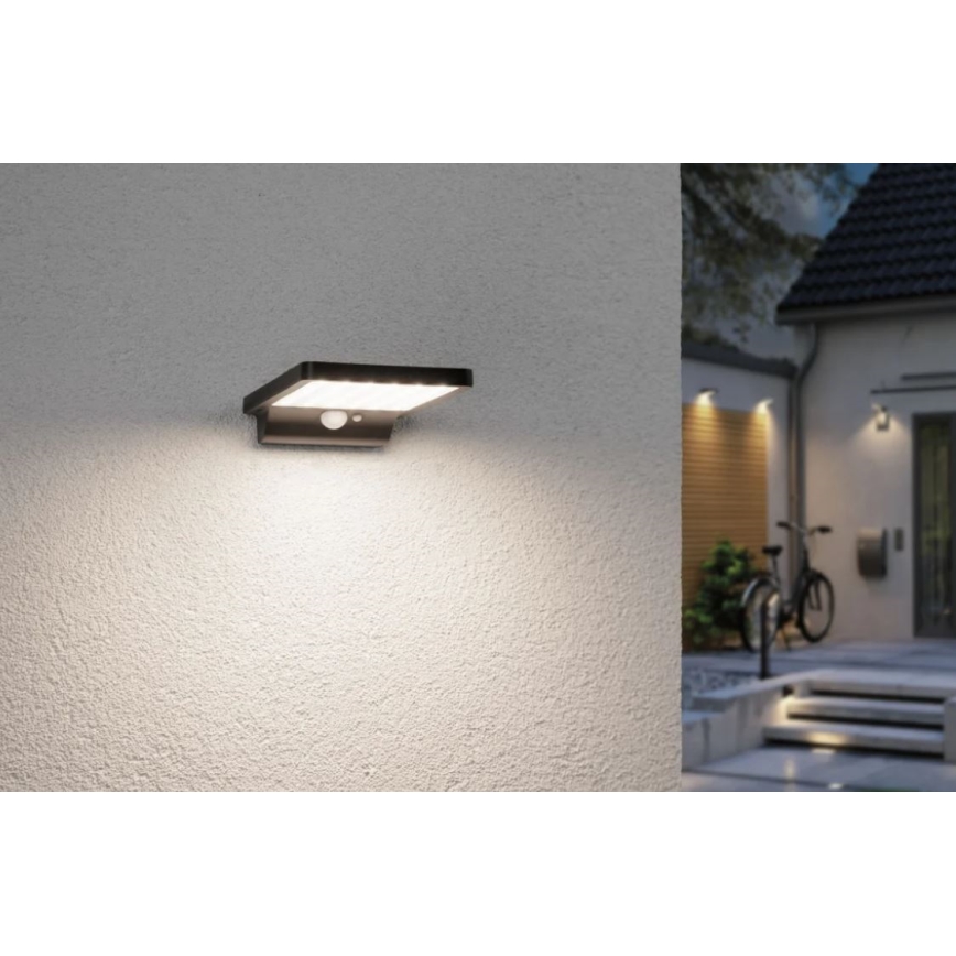 Paulmann 95393 - LED/4W IP44 Dimbar solcellsvägglampa med sensor SOLVEIG 3,7V