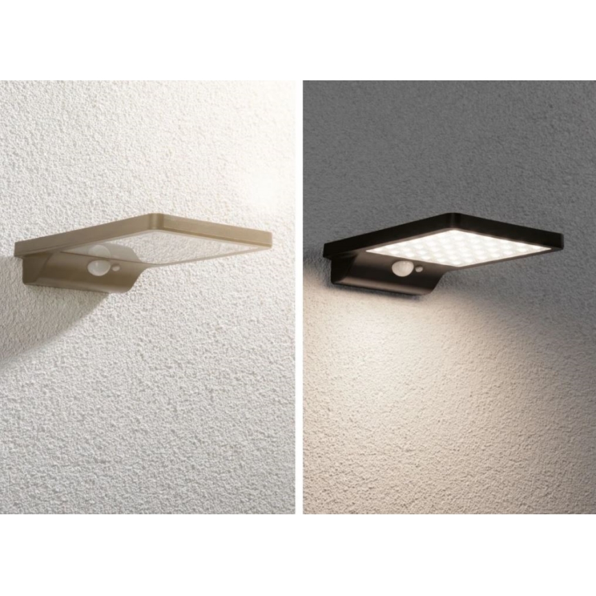 Paulmann 95393 - LED/4W IP44 Dimbar solcellsvägglampa med sensor SOLVEIG 3,7V