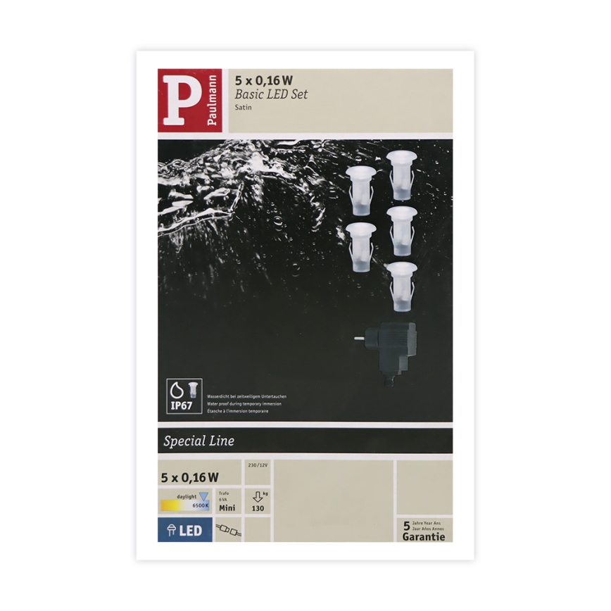 Paulmann 98891 - SET 5X LED/0,16W IP67 Infälld utomhusbelysning MICRO 230V