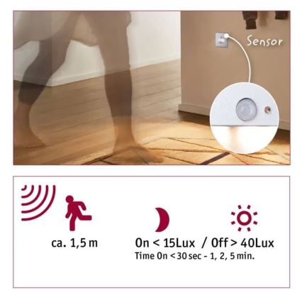 Paulmann  93134 - LED/1,2W Trappbelysning med sensor EDGE 230V matt krom