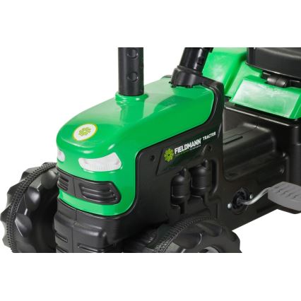 Pedal tractor med en cart svart/grön