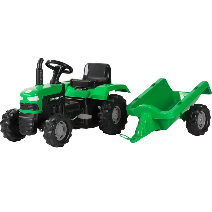 Pedal tractor med en cart svart/grön