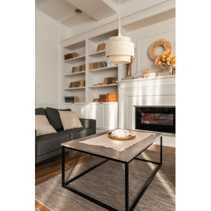 Pendel på sladd BOHO 1xE27/60W/230V Ø 20 cm vit