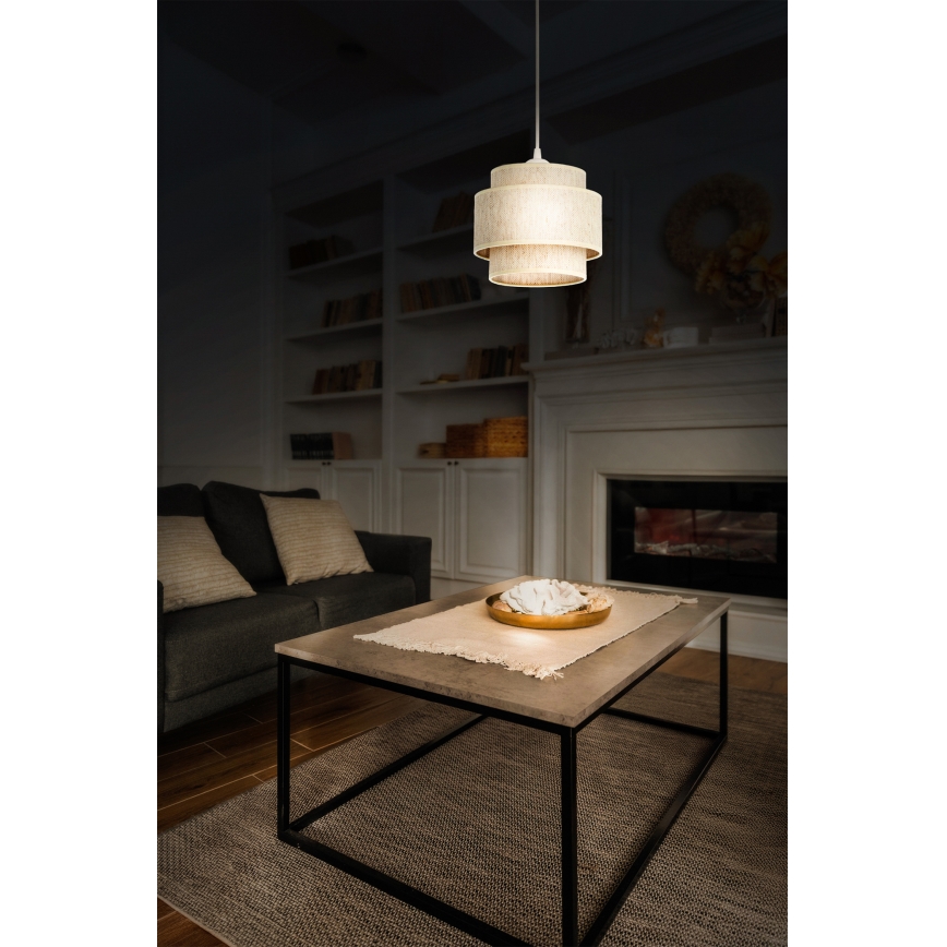 Pendel på sladd BOHO 1xE27/60W/230V Ø 20 cm vit