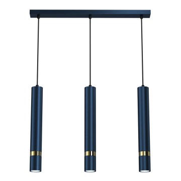 Pendel på vajer JOKER 3xGU10/25W/230V blå/guld