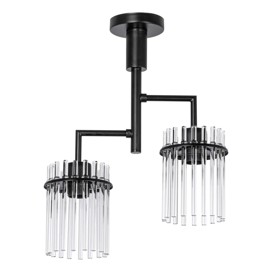 Pendelkrona 2xE27/60W/230V svart/genomskinlig