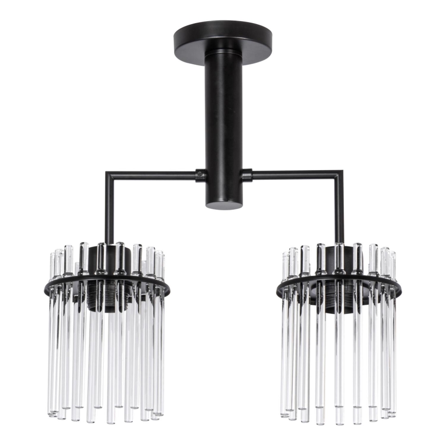 Pendelkrona 2xE27/60W/230V svart/genomskinlig
