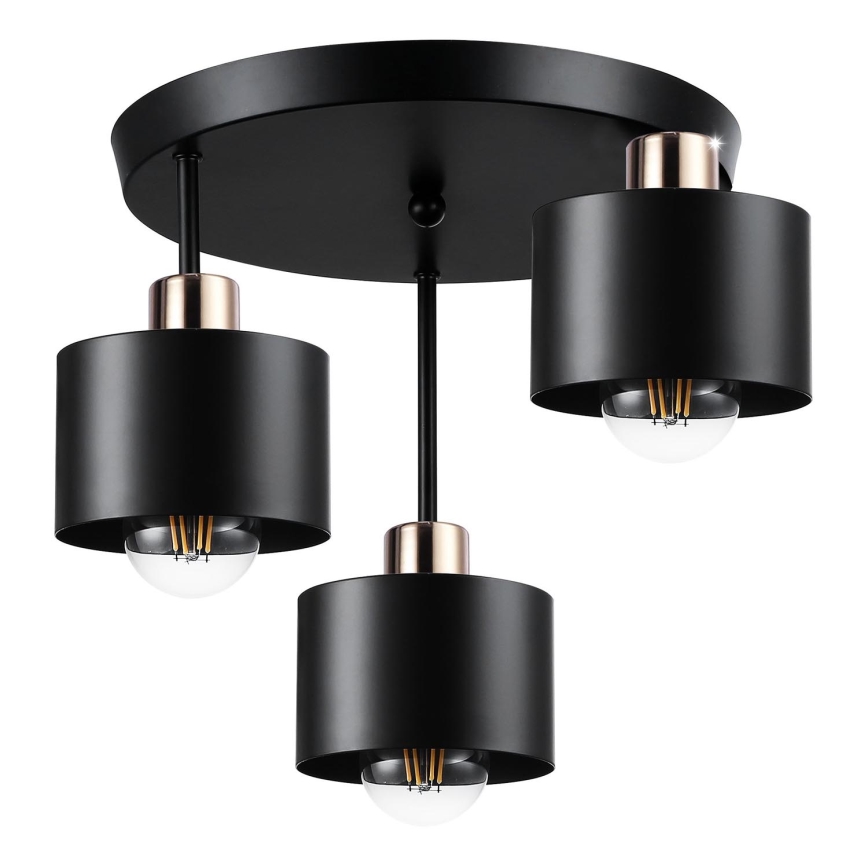 Pendelkrona 3xE27/35W/230V diameter 30 cm svart/guld
