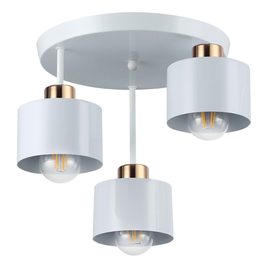 Pendelkrona 3xE27/35W/230V diameter 30 cm vit/guld