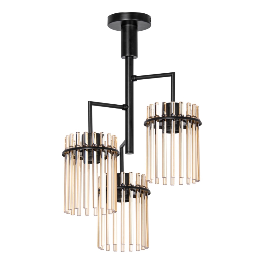 Pendelkrona 3xE27/60W/230V svart/beige