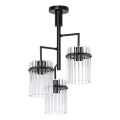 Pendelkrona 3xE27/60W/230V svart/genomskinlig