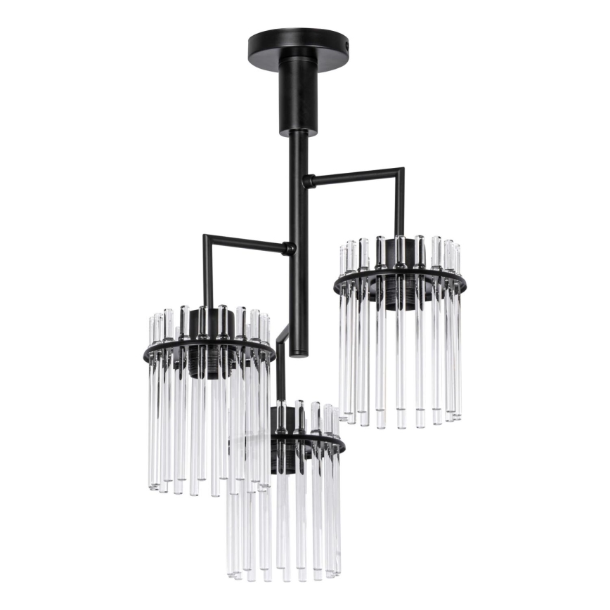 Pendelkrona 3xE27/60W/230V svart/genomskinlig