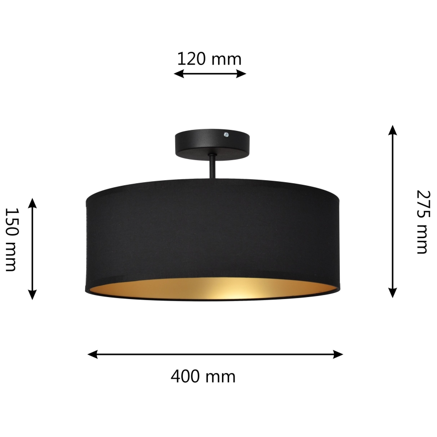 Pendelkrona ALBA 3xE27/15W/230V svart/gyllene