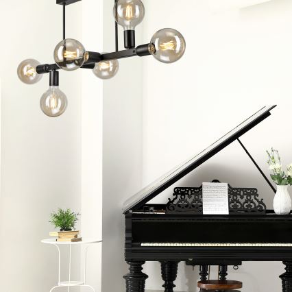 Pendelkrona ASTRID 6xE27/60W/230V svart